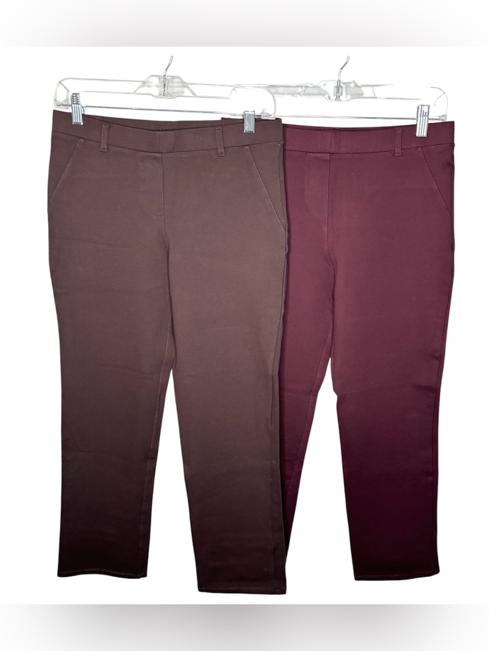 Quince Pants Women M 2 Pair Bundle Brown Burgundy Stretch Ankle Workwear